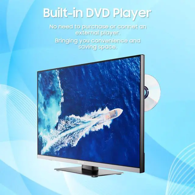 Alt view image 3 of 7 - 12 Volt TV, 22" Smart Television with DVD Player Built in, 1080P Google OS ATSC NTSC WiFi Bluetooth HDMI USB, AC/DC Powered, 12V TV for RV Camper Boat Coastal Home (Marine Series)