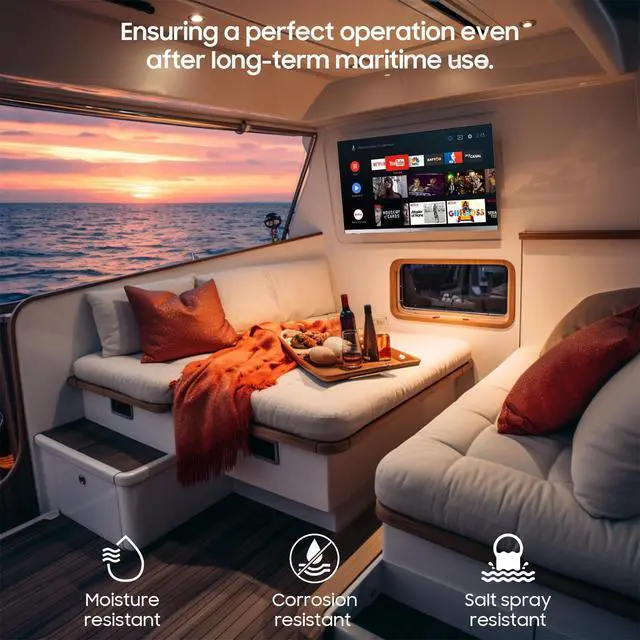 Alt view image 6 of 7 - 12 Volt TV, 22" Smart Television with DVD Player Built in, 1080P Google OS ATSC NTSC WiFi Bluetooth HDMI USB, AC/DC Powered, 12V TV for RV Camper Boat Coastal Home (Marine Series)