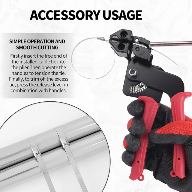 Alt view image 4 of 7 - 105-Piece Cable Tie Gun Kit,11.8 in 304 Stainless Steel Zip Ties Includes 100 metal zip ties, release tool; gun tightens, cuts ties for fence, exhaust pipe, chicken coop, farm, cables