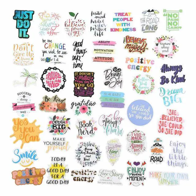 Alt view image 3 of 6 - 200pcs Motivational Quote Stickers for Women Adults Students Teens | Inspirational Positive Affirmations, Waterproof Vinyl Decals, Removable & Reusable, for Water Bottle Laptop Vision Board