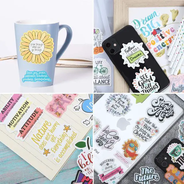 Alt view image 6 of 6 - 200pcs Motivational Quote Stickers for Women Adults Students Teens | Inspirational Positive Affirmations, Waterproof Vinyl Decals, Removable & Reusable, for Water Bottle Laptop Vision Board