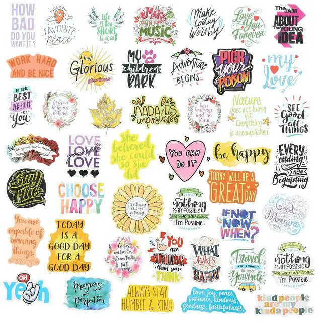 Alt view image 5 of 6 - 200pcs Motivational Quote Stickers for Women Adults Students Teens | Inspirational Positive Affirmations, Waterproof Vinyl Decals, Removable & Reusable, for Water Bottle Laptop Vision Board
