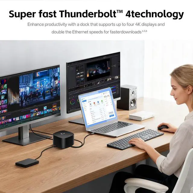 Alt view image 4 of 4 - HP Thunderbolt 120W Dock G4, G4 Docking Station for Laptop Dual Monitor, with 120W AC Adapter, HDMI & DP Cable & USB-C Cable