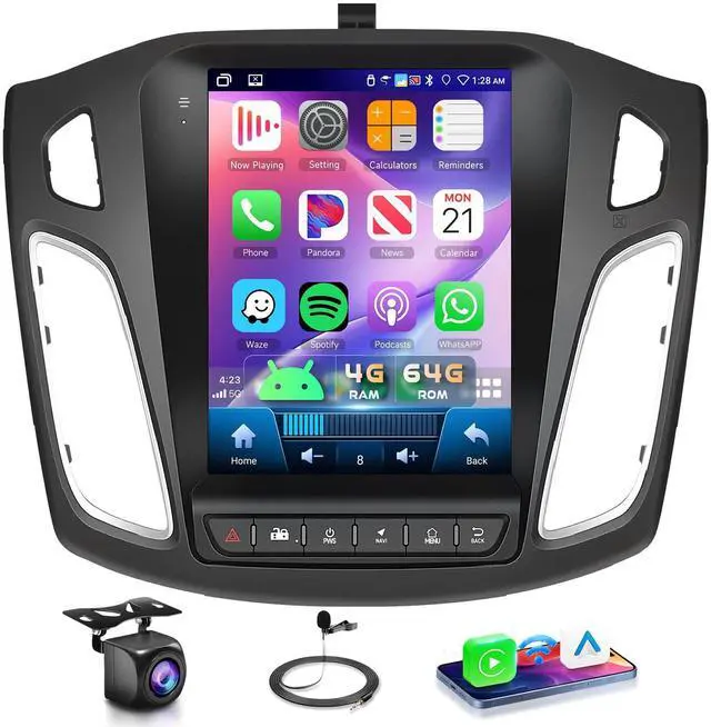 Main image of 4G+64G Vertical Car Radio for Ford Focus 2012-2018 with IPS Touchscreen | Android 15 Stereo with Backup Camera Wireless Carplay Android Auto MirrorLink Bluetooth5.0 FM/RDS Radio EQ WiFi GPS SWC