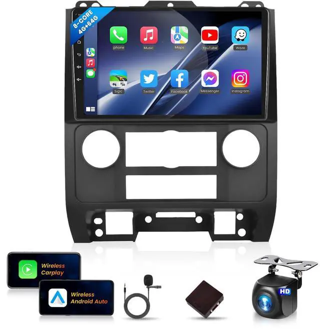 Main image of 8Core 4G+64G Car Stereo for Ford Escape/Ford Kuga/Mazda Tribute 2007-2012 | Radio with 9inch 1280x720P Touchscreen WiFi Wireless CarPlay Android Auto Bluetooth 5.0 GPS DSP 36EQ Backup Camera