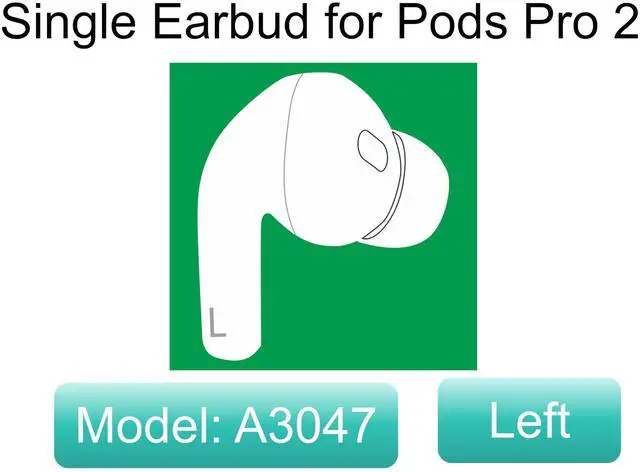 Alt view image 2 of 6 - OEM Single Left Earbuds Replacement for Pod Pro (2nd Generation), A3047, A3048, A3049 USB-C. Genuine Left Ear Side Only, Compatible with Original Air Pro 2 A2968 Charging Case