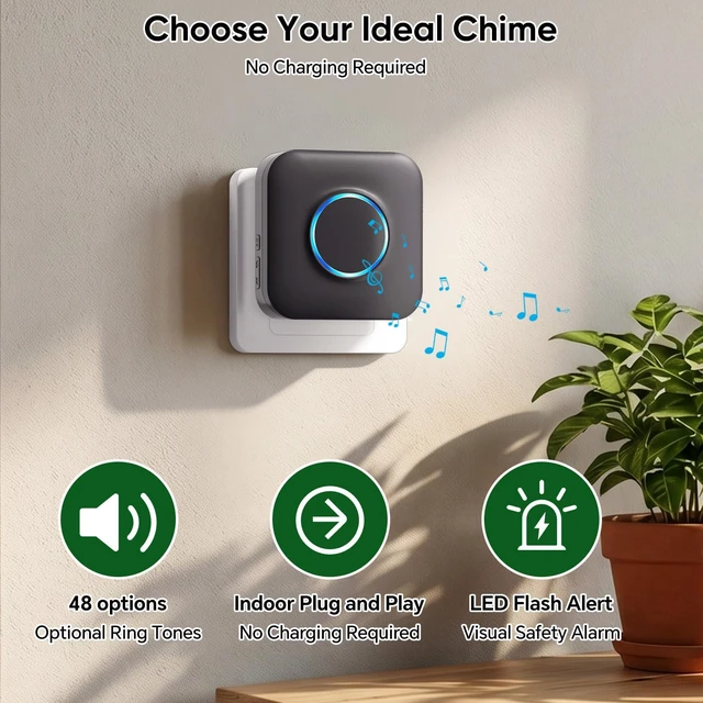 Alt view image 7 of 7 - Wireless Driveway Alarms with 58 Chimes,Drive Way Alarm Motion Sensor Loud 5 Volume Levels Easy Installation, 600FT RangeWeatherproof Security for Driveways, Indoor/Outside Property