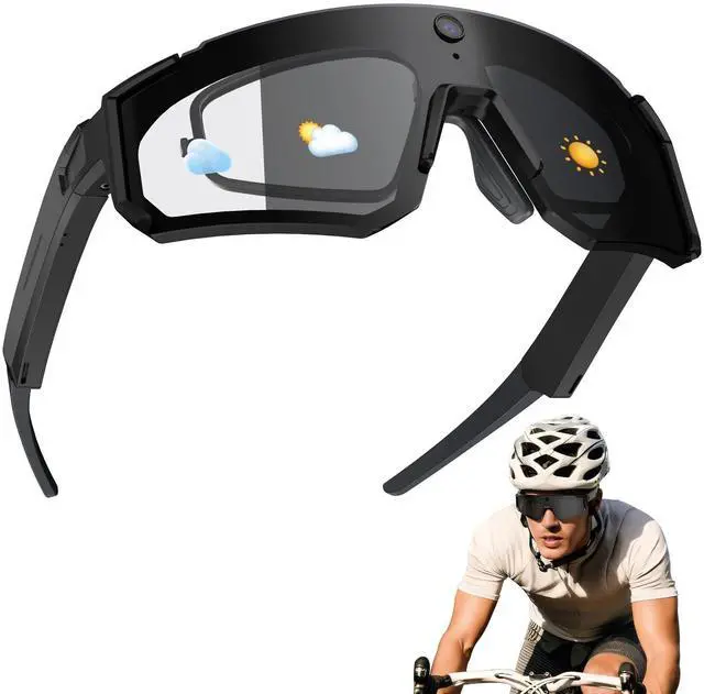 Main image of Smart Glasses with Camera and Bluetooth, POV Glasses with Photochromic Lens, 32MP Anti-Shake Camera, EIS Stabilization, IP64 Waterproof Sports Sunglasses for Cycling Running Hiking Baseball