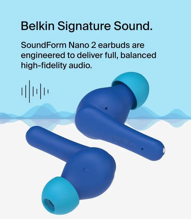 Alt view image 7 of 7 - SoundForm Nano 2 Kids True Wireless Earbuds | In-ear Bluetooth earbuds for kids ages 7+, 85dB volume limiter, IPX5, ENC, touch controls, school, travel
