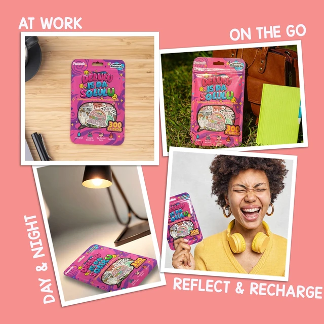 Alt view image 3 of 7 - 300PCS Funny Stickers for Adults - Delulu is Da Solulu Sticker Pack By - Sarcastic Meme Decals for Best Friends, Co-Workers Waterproof Vinyl for Laptop, Water Bottle, Journal, Scrapbooking