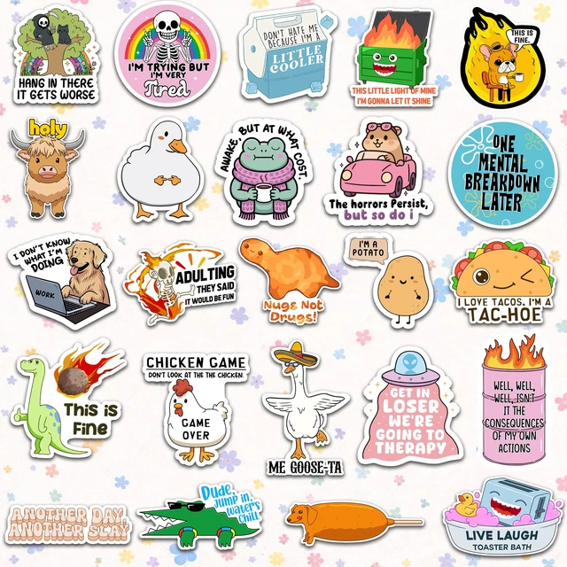 Alt view image 6 of 7 - 300PCS Funny Stickers for Adults - Delulu is Da Solulu Sticker Pack By - Sarcastic Meme Decals for Best Friends, Co-Workers Waterproof Vinyl for Laptop, Water Bottle, Journal, Scrapbooking