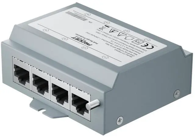 Main image of PROCET Ethernet Surge Protector Gigabit - 4 Pairs Port 20KV Industrial Lightning Arrestor for -40°F to 185°F, 120W/port PoE++ RJ45 Surge Protector, 10/100/1000Mbps, Gas Discharge TubeGDT, PT-PR04G
