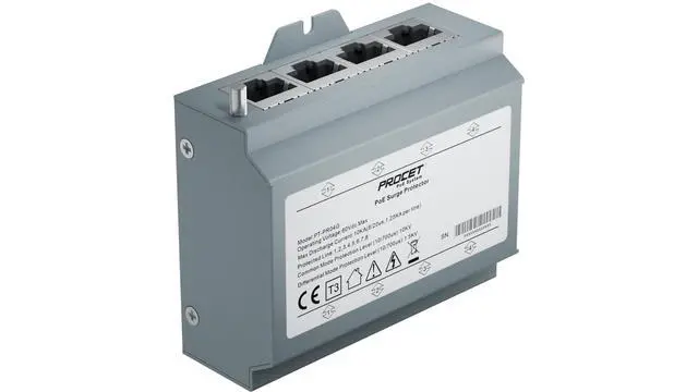 Alt view image 3 of 6 - PROCET Ethernet Surge Protector Gigabit - 4 Pairs Port 20KV Industrial Lightning Arrestor for -40°F to 185°F, 120W/port PoE++ RJ45 Surge Protector, 10/100/1000Mbps, Gas Discharge TubeGDT, PT-PR04G