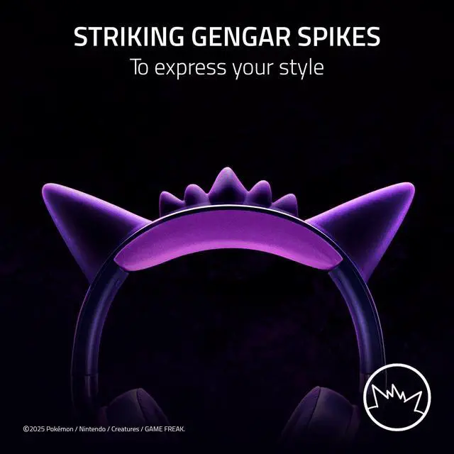 Alt view image 2 of 7 - Kraken Kitty V2 USB Wired Headset: Gengar Spikes - Stream Reactive Lighting - HyperClear Cardioid Mic - 40 mm Drivers - 7.1 Surround Sound - Comfortable Ear Cushions - Pokemon Gengar Edition