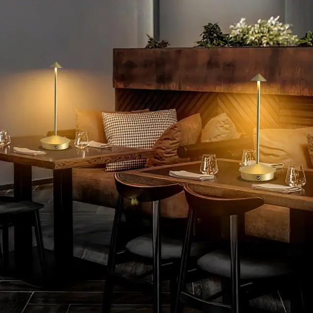 Alt view image 7 of 7 - Cordless Table Lamp Set of 2, 5000mAh Rechargeable Battery Powered LED Desk Lamp, Portable Touch Dimming Outdoor Table Lamps, 3 Color Light for Restaurant, Patio, Bedroom, Night Lamp (Gold)