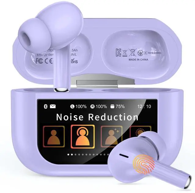 Main image of Wireless Earbuds, Ear Buds Active Noise Cancelling with Smart Charging Case, Bluetooth 5.4 Headphones, 48H Playtime & Bass Stereo Sound, Compatible with iPhone, Android, Pad - Aurora Purple