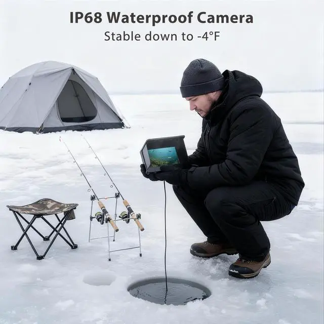 Alt view image 2 of 7 - Portable Fish Finder IP68 Waterproof 5 Inch Underwater Camera | IPS Display for Ice/Lake Fishing&Murky Conditions/Depth Finder for Ice Fishing/Boats/Kayaks with 8000mAh Battery