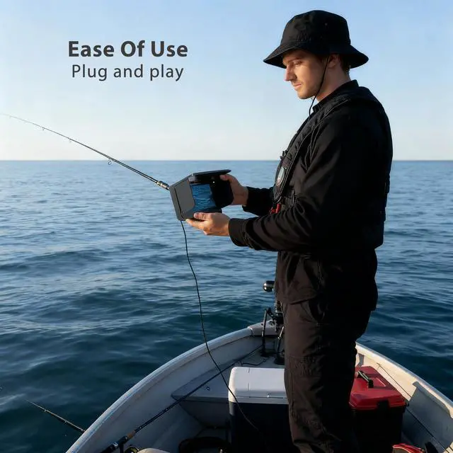 Alt view image 3 of 7 - Portable Fish Finder IP68 Waterproof 5 Inch Underwater Camera | IPS Display for Ice/Lake Fishing&Murky Conditions/Depth Finder for Ice Fishing/Boats/Kayaks with 8000mAh Battery