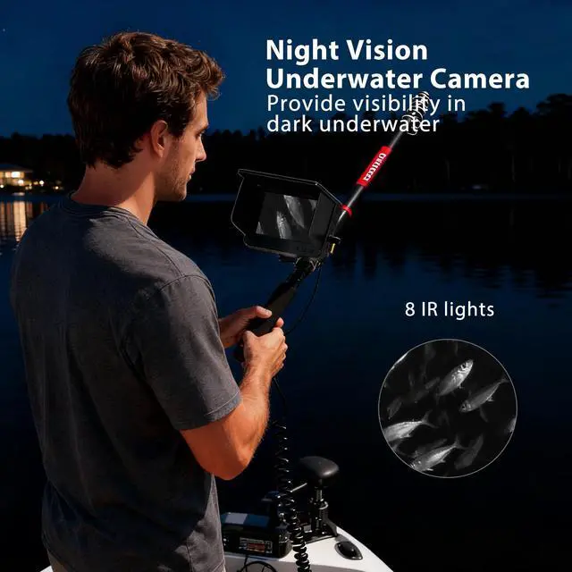 Alt view image 6 of 7 - Portable Fish Finder IP68 Waterproof 5 Inch Underwater Camera | IPS Display for Ice/Lake Fishing&Murky Conditions/Depth Finder for Ice Fishing/Boats/Kayaks with 8000mAh Battery