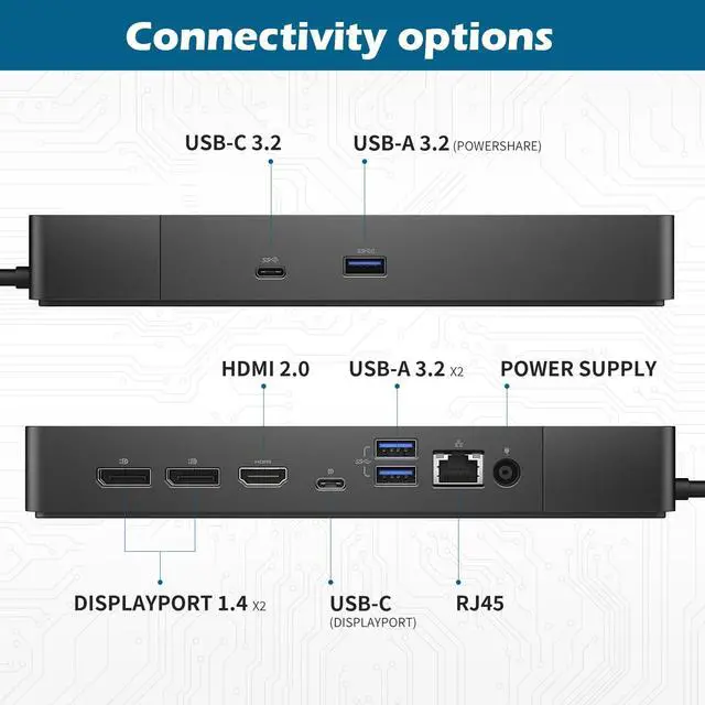 Alt view image 2 of 3 - Dell WD19DCS Docking Station, Performance Dock WD19DCS, with 240W Power Adapter + 210W Power Delivery