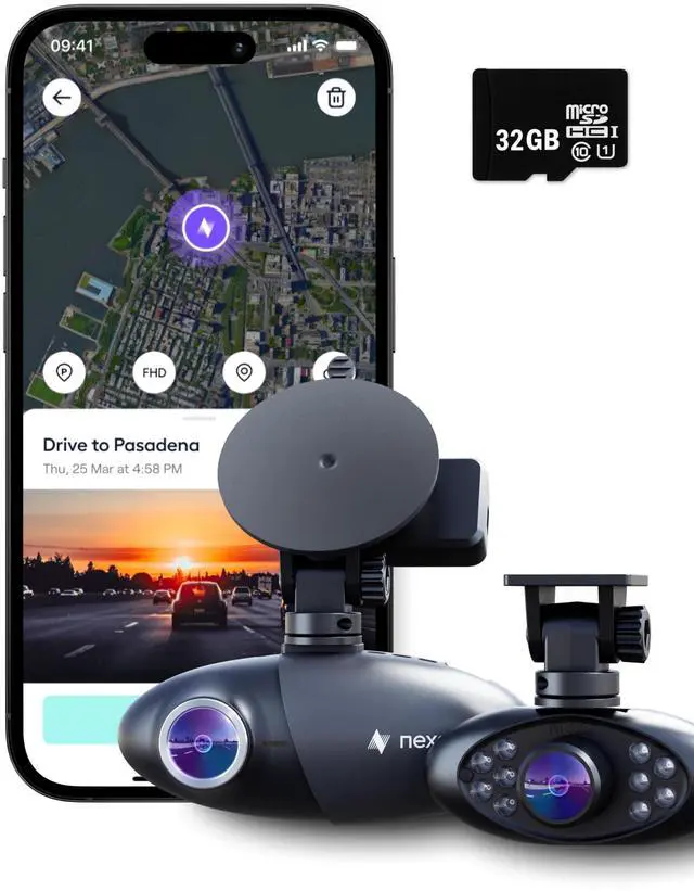 Main image of Pro Dual Dash Cam 1080p FHD Front and Interior Cameras AI Crash Detection 24H Parking Mode Night Vision and Unlimited Cloud Backup Includes 32GB SD Card
