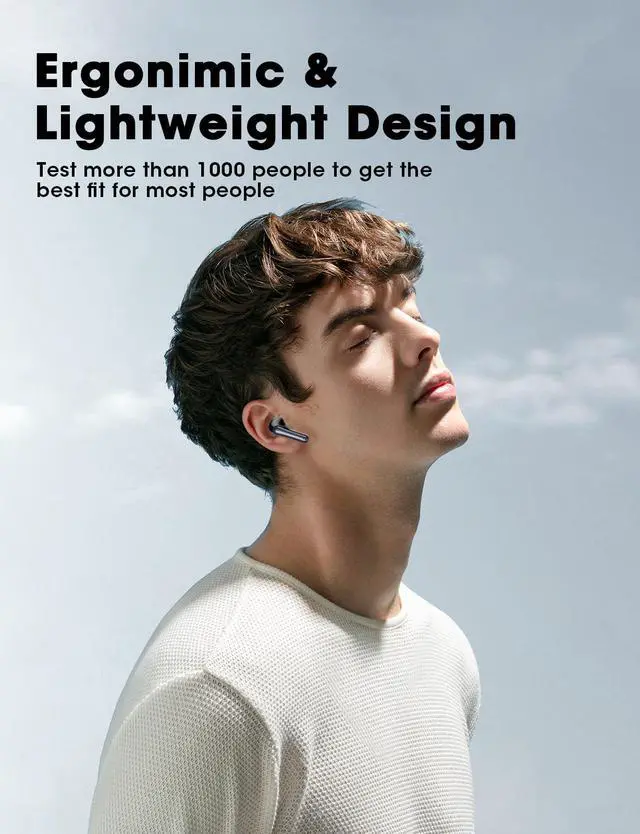 Alt view image 3 of 7 - Wireless Earbuds Bluetooth 5.3 Ear Buds, Hi-Fi Stereo Bass Ear Buds with 48H Playtime & LED Display, Lightweight in-Ear Headphones with Mic, IPX7 Waterproof, Touch Control for iPhone SilverPurple