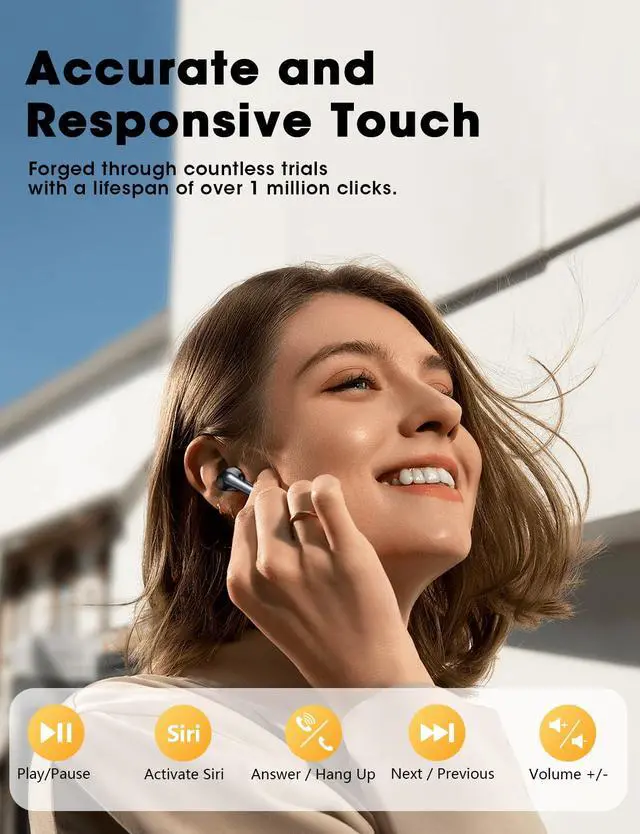 Alt view image 7 of 7 - Wireless Earbuds Bluetooth 5.3 Ear Buds, Hi-Fi Stereo Bass Ear Buds with 48H Playtime & LED Display, Lightweight in-Ear Headphones with Mic, IPX7 Waterproof, Touch Control for iPhone SilverPurple