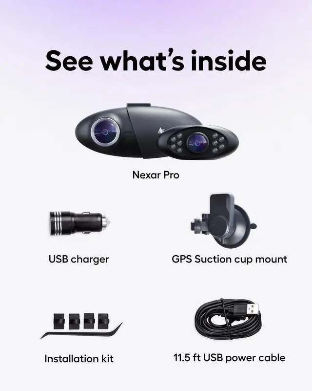 Alt view image 7 of 7 - Pro Dual Dash Cam 1080p FHD Front and Interior Cameras AI Crash Detection 24H Parking Mode Night Vision and Unlimited Cloud Backup Includes 32GB SD Card