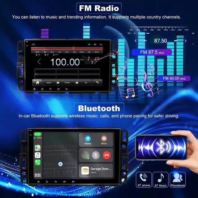 Alt view image 5 of 7 - 5GWiFi Car Radio for Chevrolet Silverado 1500 GMC Sierra 1500 2007-2013, Yukon Tahoe 2007-2014, Acadia 2007-2012, Savana Equinox 8inch Touch Screen Stereo, Carplay Android Auto GPS Camera