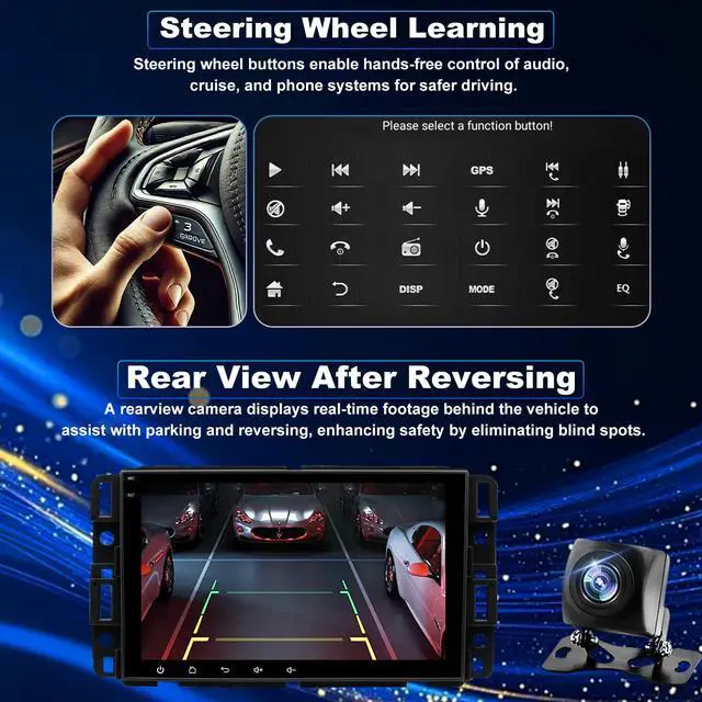 Alt view image 6 of 7 - 5GWiFi Car Radio for Chevrolet Silverado 1500 GMC Sierra 1500 2007-2013, Yukon Tahoe 2007-2014, Acadia 2007-2012, Savana Equinox 8inch Touch Screen Stereo, Carplay Android Auto GPS Camera