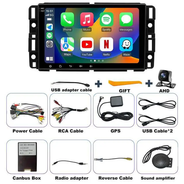 Alt view image 7 of 7 - 5GWiFi Car Radio for Chevrolet Silverado 1500 GMC Sierra 1500 2007-2013, Yukon Tahoe 2007-2014, Acadia 2007-2012, Savana Equinox 8inch Touch Screen Stereo, Carplay Android Auto GPS Camera