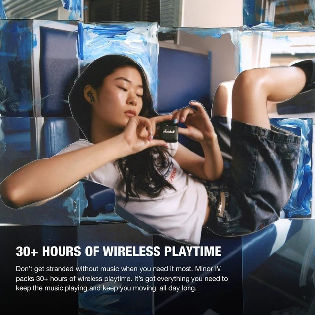Alt view image 3 of 7 - Minor IV True Wireless Bluetooth Earbuds - Black 30+ Hr Playtime with Charging Case Microphone for Calls IPX4 Water-resistant Design