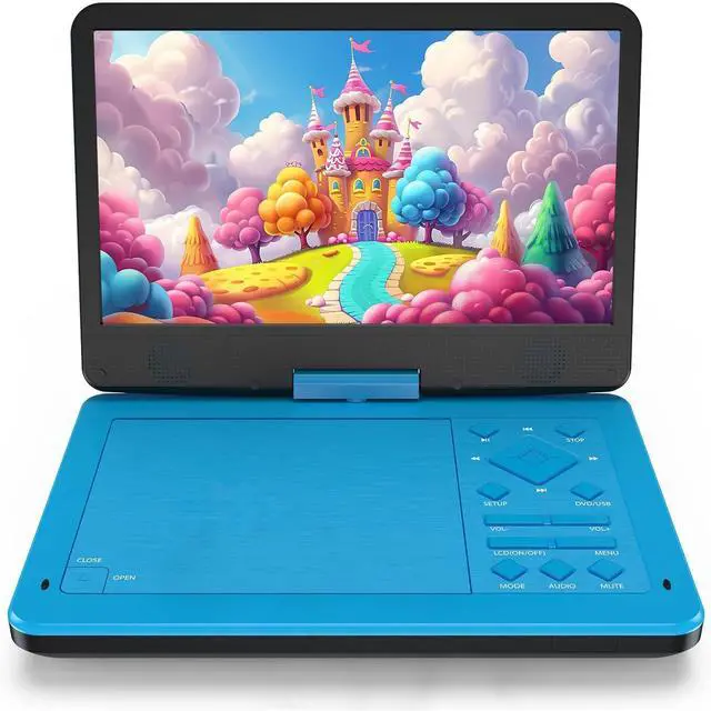 Main image of 12.5-inch Portable DVD Player with 10.5-inch HD Screen, Portable Design for on-the-go Viewing.Supports 5 Hours of Battery Life.CD/DVD/SD Card/USB Compatible,Region Free (Blue)