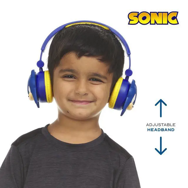 Alt view image 2 of 7 - Sonic The Hedgehog - Kids Bluetooth Headphones, Wireless & Wired Over-Ear Headphones with Safe Volume, Adjustable Headband, Rechargeable Battery & Stereo Sound Perfect for School, Home, & Travell