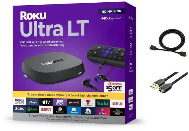 Main image of Ultra LT Streaming Device 4K/HDR/Dolby Vision/Dual-Band Wi-Fi with Voice Remote and HDMI Cable, with MTC HDMI Cable and USB Extension Cord