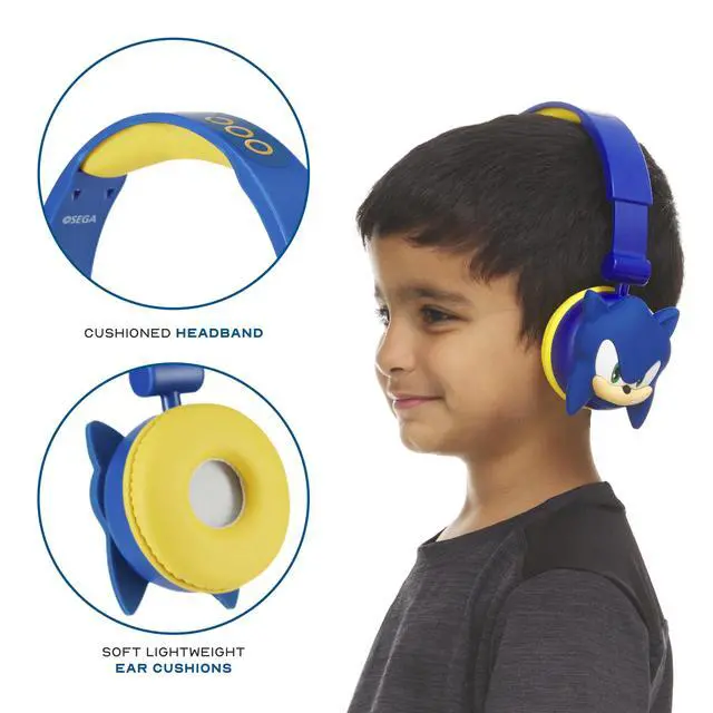 Alt view image 4 of 7 - Sonic The Hedgehog - Kids Bluetooth Headphones, Wireless & Wired Over-Ear Headphones with Safe Volume, Adjustable Headband, Rechargeable Battery & Stereo Sound Perfect for School, Home, & Travell