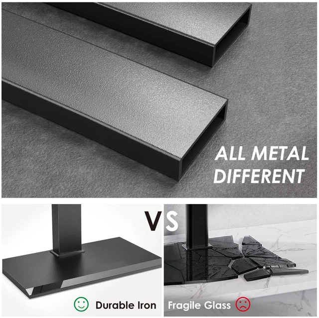 Alt view image 3 of 7 - Iron Base Universal Floor TV Stand for 50-85 Inch TVs, Black Swivel TV Mount with Height Adjustable Cable Management, Modern TV Stand Space Saving for Living Room, Bedroom, Home Office