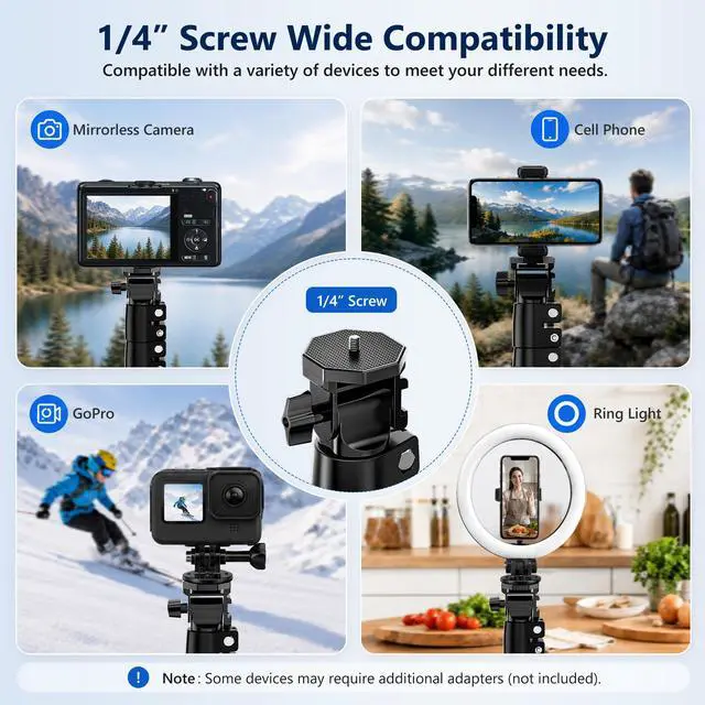 Alt view image 5 of 7 - Starlink Mini Tripod Mount, 63" Tripod Stand with Ground Stakes | Adjustable Height and Angle, With Pipe Adapter, Designed for Starlink Mini Setups at Camping, RV Travel and Outdoors