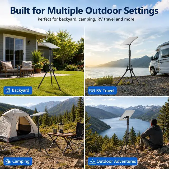 Alt view image 7 of 7 - Starlink Mini Tripod Mount, 63" Tripod Stand with Ground Stakes | Adjustable Height and Angle, With Pipe Adapter, Designed for Starlink Mini Setups at Camping, RV Travel and Outdoors