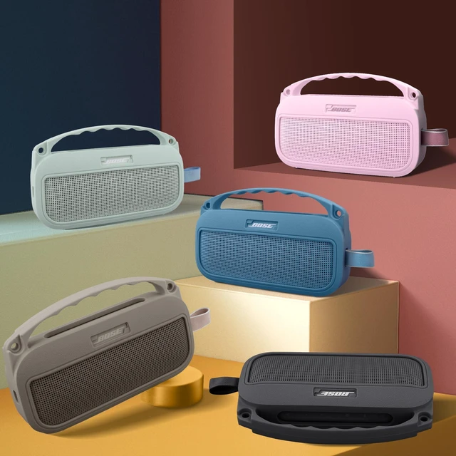 Alt view image 7 of 7 - Soft Silicone Case for Bose SoundLink Flex 2nd Gen, Mint Skin-Friendly Handle, Adjustable Shoulder Strap, Crossbody Carrying, Aluminum Carabiner, Lightweight