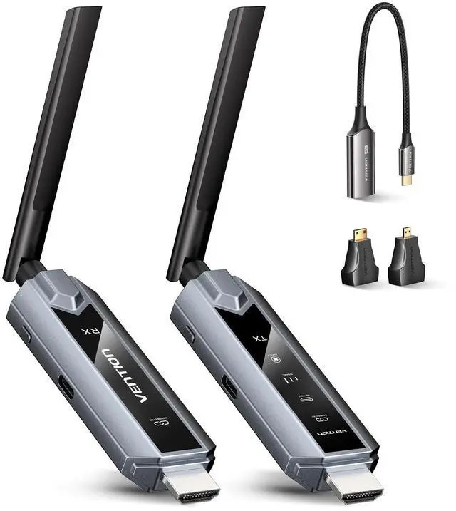 Main image of Wireless HDMI Transmitter and Receiver 656FT with LED Screen, Up to 6 RXs, Heat-Control, Plug & Play Wireless HDMI Extender Kit 4K Decode to Monitor from PC/Projector/TV Box(1TX+1RX)