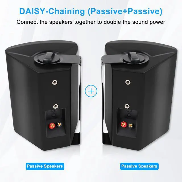 Alt view image 3 of 6 - 6.5 Inch 400W Outdoor Speakers Wired Waterproof with Powerful Bass,Wall Mount Speakers for Patio Garage Covered Deck,All-Weather(Pair,Black)