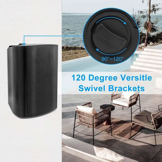 Alt view image 5 of 6 - 6.5 Inch 400W Outdoor Speakers Wired Waterproof with Powerful Bass,Wall Mount Speakers for Patio Garage Covered Deck,All-Weather(Pair,Black)