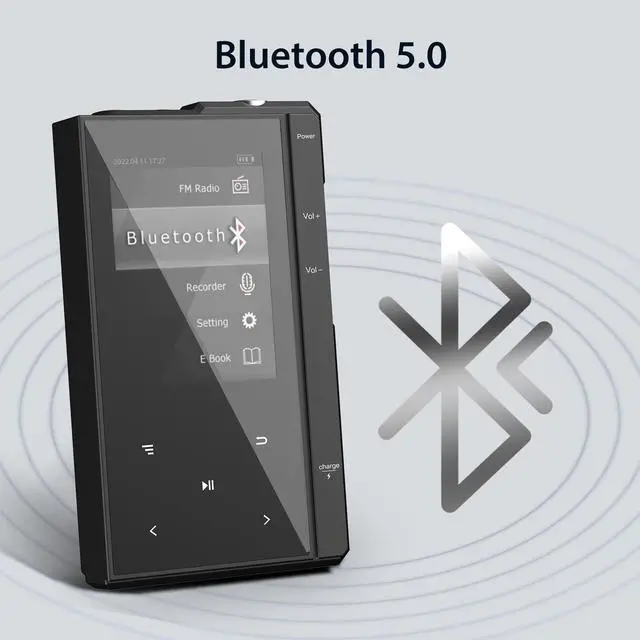 Alt view image 3 of 6 - 96GB MP3 Player with 90 Hours Long Battery Life,Bluetooth 5.0, Z6 Digital Audio Player with Sturdy and Durable Metal Frame, 2.4'' IPS Glass Screen,FM Radio,Support up to 256GB (Black, 96, GB)