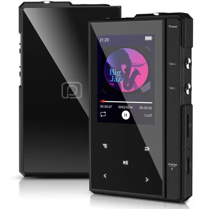 Main image of 96GB MP3 Player with 90 Hours Long Battery Life,Bluetooth 5.0, Z6 Digital Audio Player with Sturdy and Durable Metal Frame, 2.4'' IPS Glass Screen,FM Radio,Support up to 256GB (Black, 96, GB)