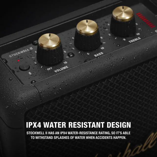 Alt view image 3 of 7 - Stockwell II Portable Bluetooth Speaker, Black and Brass