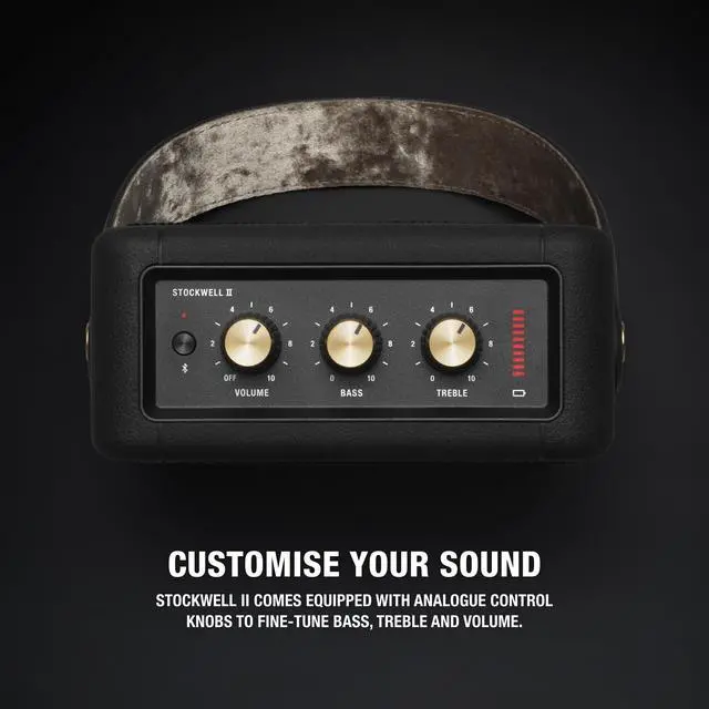 Alt view image 4 of 7 - Stockwell II Portable Bluetooth Speaker, Black and Brass
