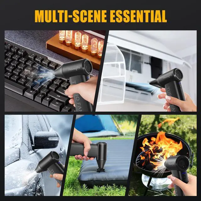 Alt view image 5 of 7 - Compressed Air Duster for Computers Keyboard Cleaning | 150,000 RPM Brushless Mini Blower, 3 Speeds, Magnetic Nozzles, Rechargeable, Reusable Canned Air Alternative, 0.66 Lbs