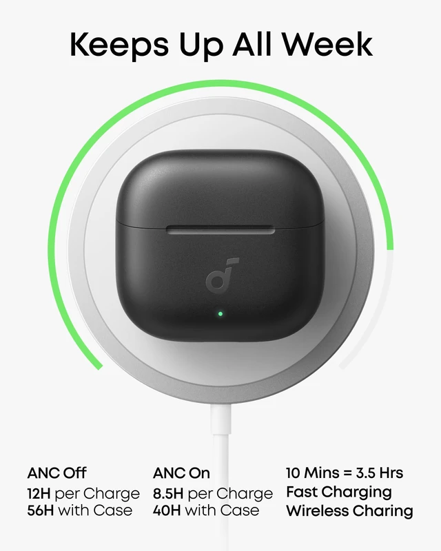 Alt view image 7 of 7 - Anker P42i Wireless Earbuds with Adaptive ANC for Daily Noise | Natural Mode for Concerts & Live Events, Hi-Res Audio with LDAC, 56H playtime, AI Clear Calls, Wireless Charging, IP55