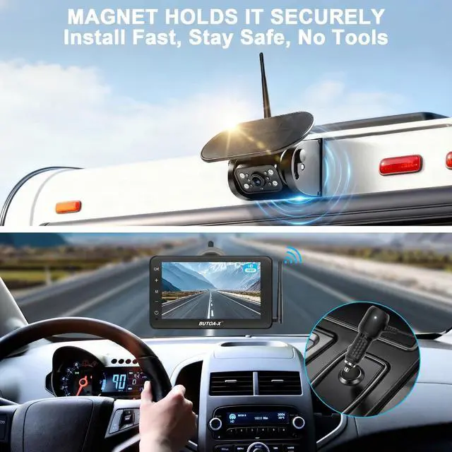 Alt view image 3 of 7 - X7 Wireless Solar Magnetic Backup Camera for RV Truck - 15000mAh Battery Magnetic Hitch Camera 7 Monitor 320FT Range - 5th Wheel Hitch Gooseneck Travel Boat Horse Trailer Truck